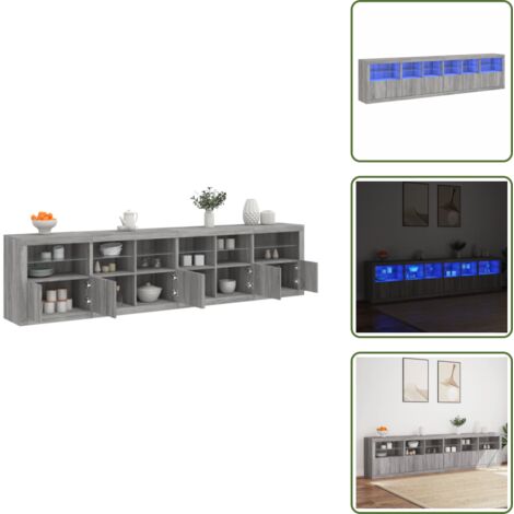 Sideboard mit LED-Leuchten Grau Sonoma 283x37x67 cm - Sideboard - Wohnzimmermöbel - TV-Schrank - Regal - Holz Sideboard