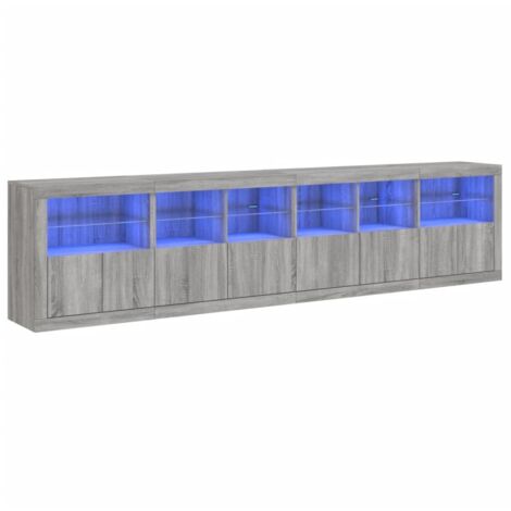 Sideboard mit LED-Leuchten Grau Sonoma 283x37x67 cm vidaXL