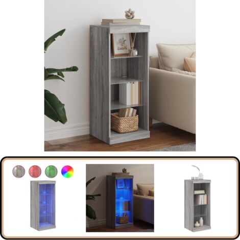 Sideboard mit LED-Leuchten Grau Sonoma 41x37x100 cm - Schreibtisch - Wohnzimmermöbel - Sideboard - Regal - TV-Stand