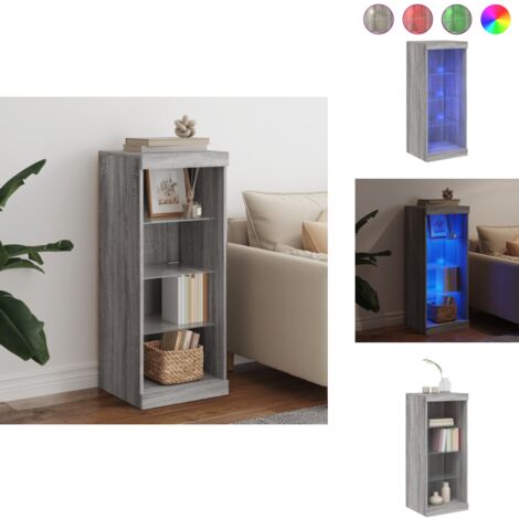 Sideboard mit LED-Leuchten Grau Sonoma 41x37x100 cm - Schreibtisch - Wohnzimmermöbel - Sideboard - Regal - TV-Stand
