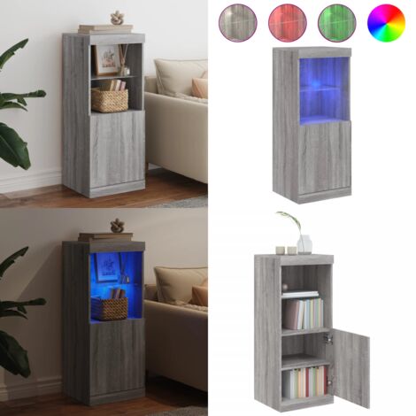 Sideboard mit LED-Leuchten Grau Sonoma 41x37x100 cm - Sideboard - Wohnzimmermöbel - TV-Schreibtisch - Regal - Grau - Home & Living