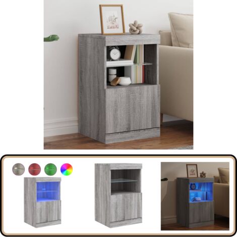 Sideboard mit LED-Leuchten Grau Sonoma 41x37x67 cm - Sideboard - Wohnzimmermöbel - TV-Schreibtisch - Regal - Grau