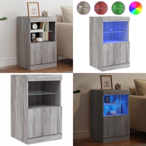 Sideboard mit LED-Leuchten Grau Sonoma 41x37x67 cm - Sideboard - Wohnzimmermöbel - TV-Schreibtisch - Regal - Grau - Home & Living