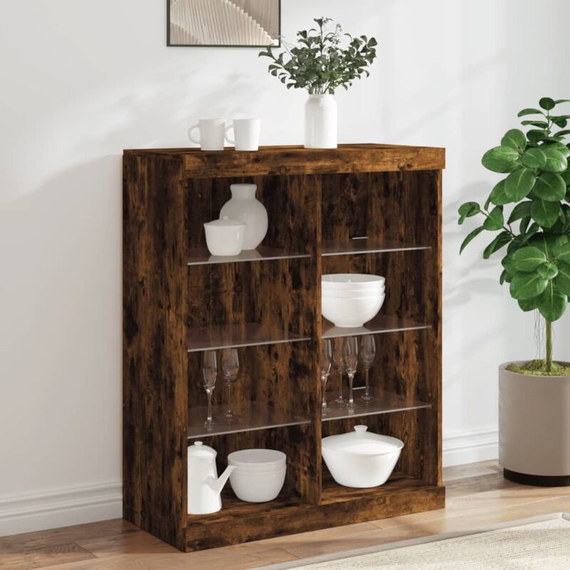 Sideboard Mit Led-leuchten Räuchereiche 81x37x100 Cm Vidaxl