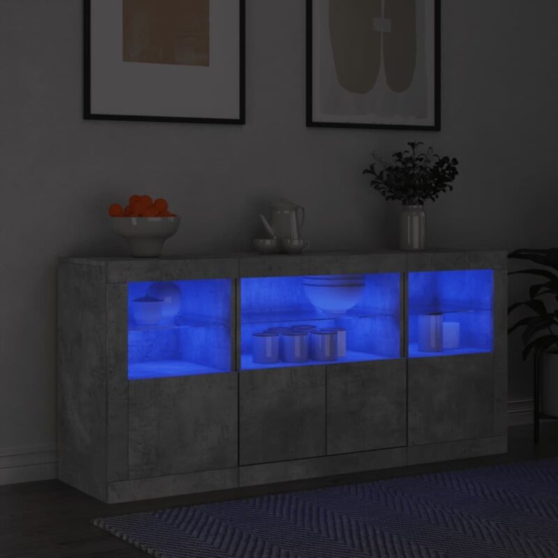 Sideboard Mit Led-leuchten Betongrau 142, 5x37x67 Cm - Vidaxl