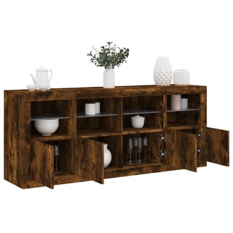 Sideboard mit LED-Leuchten Räuchereiche 163x37x67 cm vidaXL