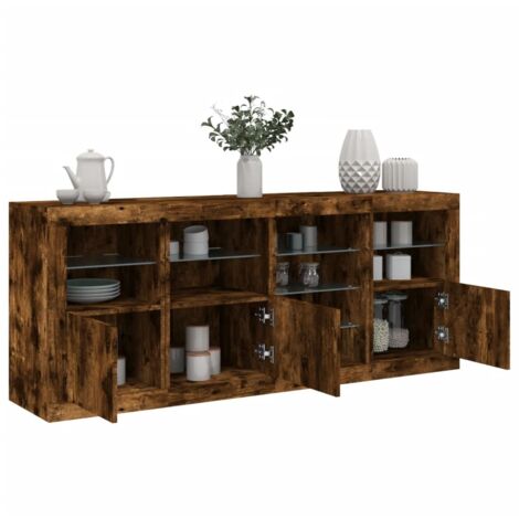 Sideboard mit LED-Leuchten Räuchereiche 164x37x67 cm vidaXL