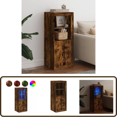 Sideboard mit LED-Leuchten Räuchereiche 41x37x100 cm - Sideboard - Wohnwand - TV-Schreibtisch - Regal - Wohnzimmermöbel