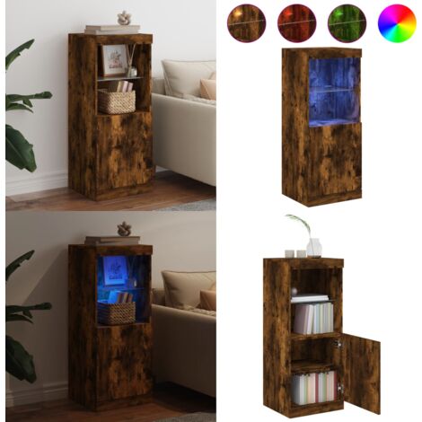 Sideboard mit LED-Leuchten Räuchereiche 41x37x100 cm - Sideboard - Wohnzimmermöbel - TV-Schreibtisch - Regal - Holzmöbel - Home & Living