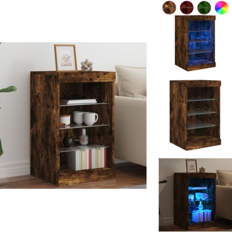 Sideboard mit LED-Leuchten Räuchereiche 41x37x67 cm - Schreibtisch - Wohnzimmermöbel - Sideboard - Regal - TV Stand