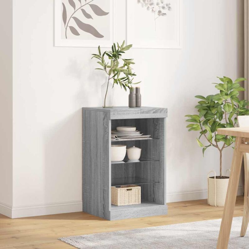 Sideboard Mit Led-leuchten Grau Sonoma 41x37x67 Cm Vidaxl