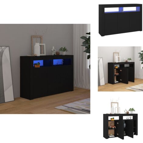 Sideboard mit LED-Leuchten Schwarz 115,5x30x75 cm - Schreibtisch - Wohnzimmermöbel - Sideboard - Regal - Möbelstück