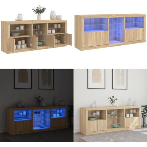 Sideboard mit LED-Leuchten Sonoma-Eiche 181,5x37x67 cm - Schreibtisch - Wohnzimmermöbel - Sideboard - Regal - Eichefarben - Home & Living