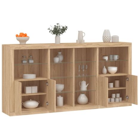 Sideboard mit LED-Leuchten Sonoma-Eiche 202x37x100 cm vidaXL
