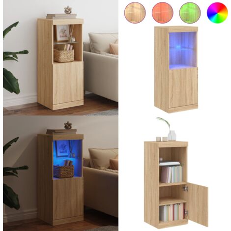 Sideboard mit LED-Leuchten Sonoma-Eiche 41x37x100 cm - Schreibtisch - Wohnzimmermöbel - Sideboard - Regal - TV Stand - Home & Living