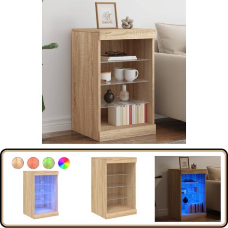 Sideboard mit LED-Leuchten Sonoma-Eiche 41x37x67 cm - Schreibtisch - Wohnzimmermöbel - Sideboard - TV-Stand - Regal