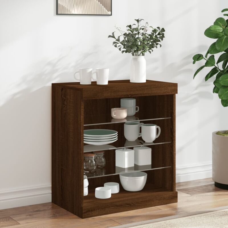 Sideboard Mit Led-leuchten Braun Eichen-optik 60, 5x37x67 Cm Vidaxl