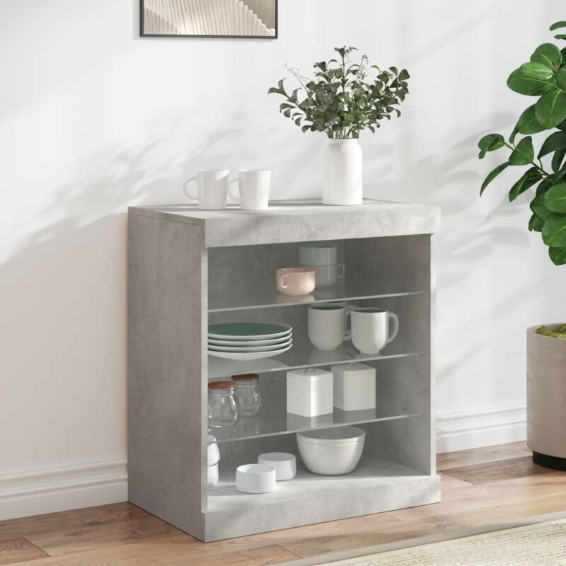 Sideboard Mit Led-leuchten Betongrau 60, 5x37x67 Cm Vidaxl