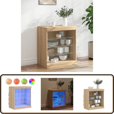 Sideboard mit LED-Leuchten Sonoma-Eiche 60,5x37x67 cm - Schreibtisch - Wohnzimmermöbel - Sideboard - Regal - Eiche Furniture