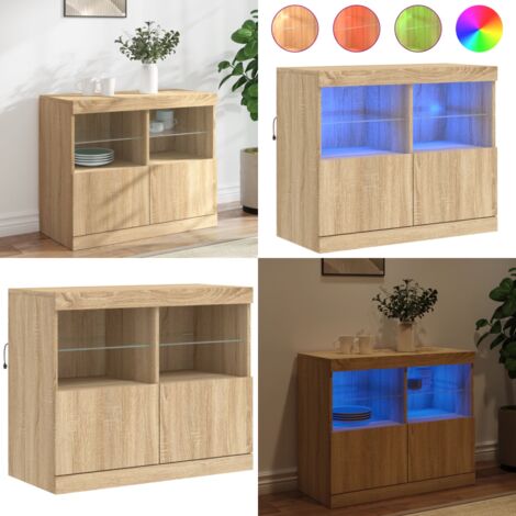 Sideboard mit LED-Leuchten Sonoma-Eiche 81x37x67 cm - Sideboard - Wohnzimmermöbel - TV-Schreibtisch - Regal - Holz Sideboard - Home & Living