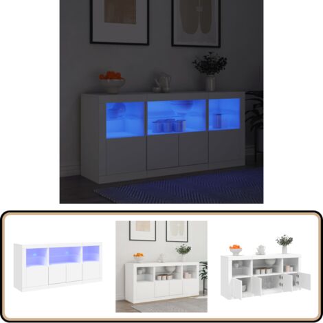 Sideboard mit LED-Leuchten Weiß 142,5x37x67 cm - Schreibtisch - Wohnzimmermöbel - Sideboard - Regal - TV-Stand