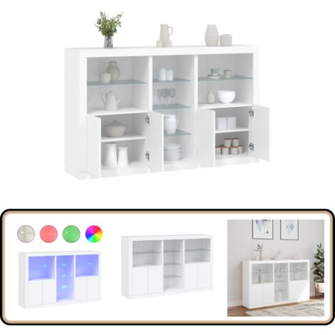 Sideboard mit LED-Leuchten Weiß 162x37x100 cm - Sideboard - Wohnzimmermöbel - TV-Schreibtisch - Regal - Holz Sideboard