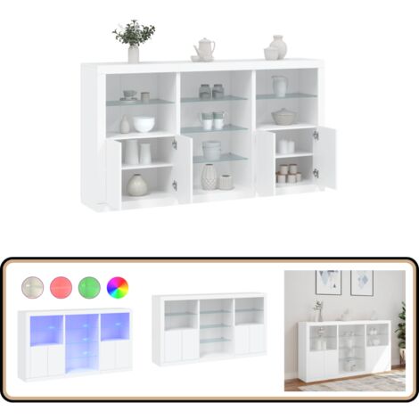 Sideboard mit LED-Leuchten Weiß 181,5x37x100 cm - Schreibtisch - Wohnzimmermöbel - Sideboard - Regal - TV-Stand