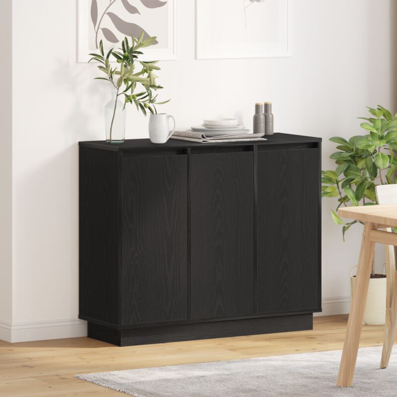 Led Sideboard Schwarz Eiche 90x32x75 Cm Holzwerkstoff Vidaxl863679