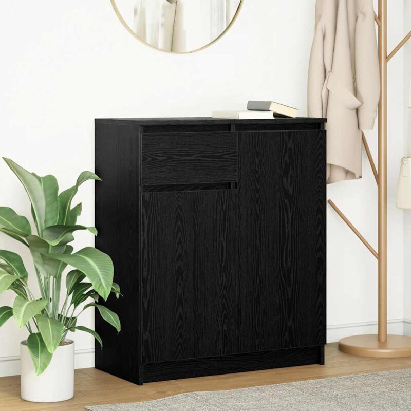 Sideboard Mit Schublade Schwarz Eichen-optik 71x35x84 Cm - Vidaxl