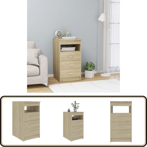 Sideboard mit Schubladen Sonoma-Eiche 40x50x76 cm Holzwerkstoff - Sideboard - Kommode - Aufbewahrungsschrank - Wohnzimmermöbel - Schlafzimmermöbel