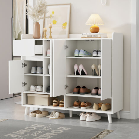 Sideboard mit verstellbarem Einlegeboden und Soft-Close-Mechanismus, Spanplatte, 120 x 35 x 99 cm, weiß