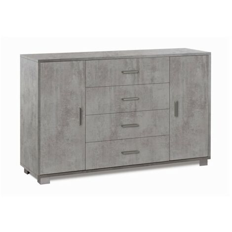 Sideboard mit zwei Türen und vier Schubladen Beton Cemento 136x41x h86 cm