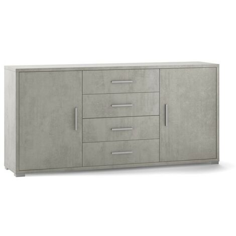 Sideboard mit zwei Türen und vier Schubladen Beton Cemento 174x41x h84 cm