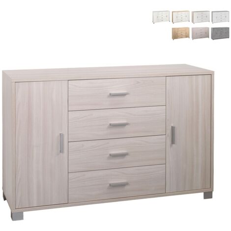 Sideboard mit zwei Türen und vier Schubladen Light Elm 136x41x h86 cm