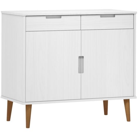 Sideboard MOLDE White 90x40x80 cm Solid Wood Pine vidaXL