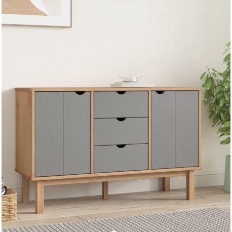 Sideboard OTTA Brown and Grey 113.5x43x73 cm Solid Wood Pine vidaXL