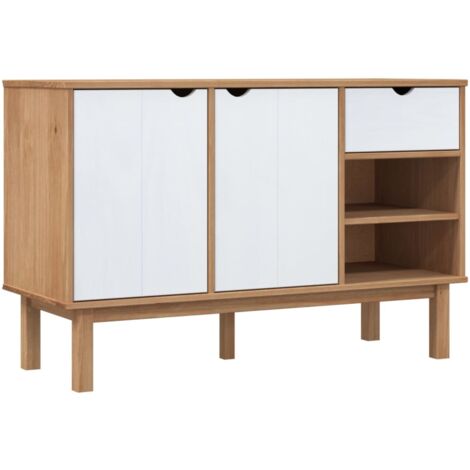 Sideboard OTTA Brown and White 114x43x73.5 cm Solid Wood Pine vidaXL