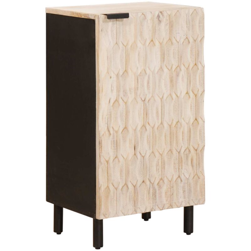 Sideboard White Wash Finish 40 X 33 X 75 Cm Solid Mango Wood Vidaxl