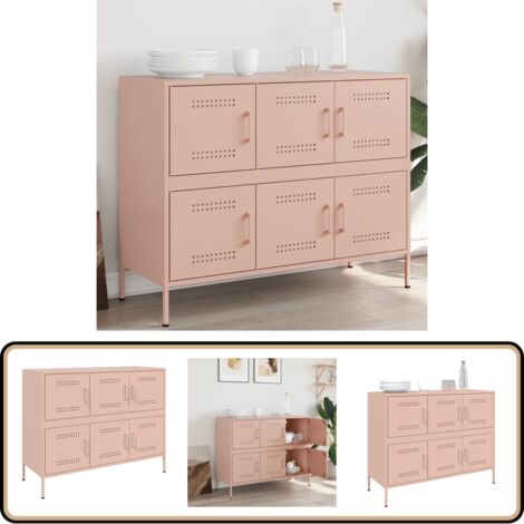 Sideboard Rosa 100,5x39x79 cm Stahl - Industrielles Design - Sideboard - Regal - Aufbewahrung - Wohnraum