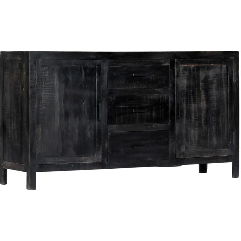 Sideboard Schwarz 147 x 40 x 80 cm Massivholz Mango - Schwarz - Vidaxl