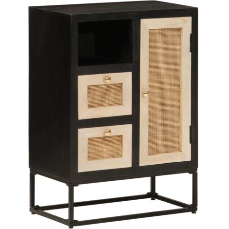 Sideboard Schwarz 55x30x76 cm Massivholz Mango und Eisen vidaXL