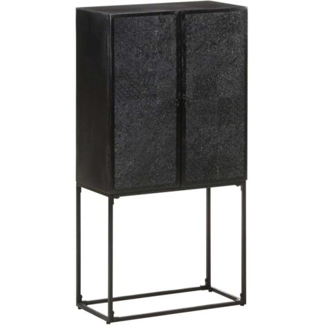 Sideboard Schwarz 60x30x120 cm Massivholz Akazie und Mango vidaXL