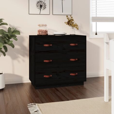 Sideboard Schwarz 80x40x75 cm Massivholz Kiefer vidaXL
