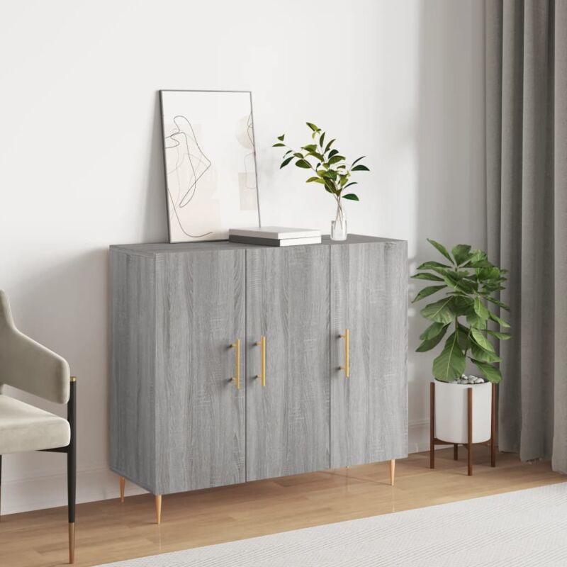 Sideboard Grau Sonoma 90x34x80 Cm Holzwerkstoff Vidaxl
