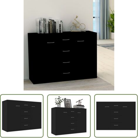 Sideboard Beistellschrank fuer Flur, Kueche, Esszimmer und Wohnzimmer Kommode Schwarz 88x30x65 cm Holzwerkstoff NNDG5836 MaisonChic