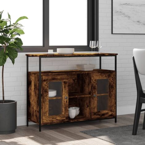 Sideboard Smoked Oak 100x35x80 cm Engineered Wood vidaXL