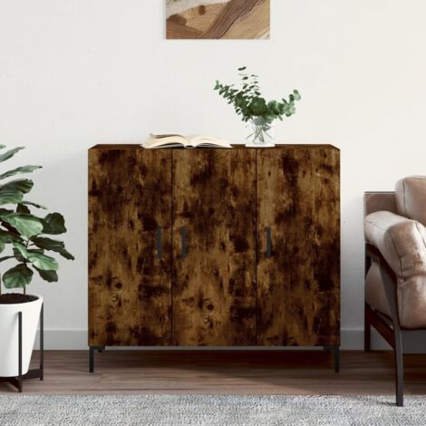 Sideboard Smoked Oak 90x34x80 cm Engineered Wood vidaXL