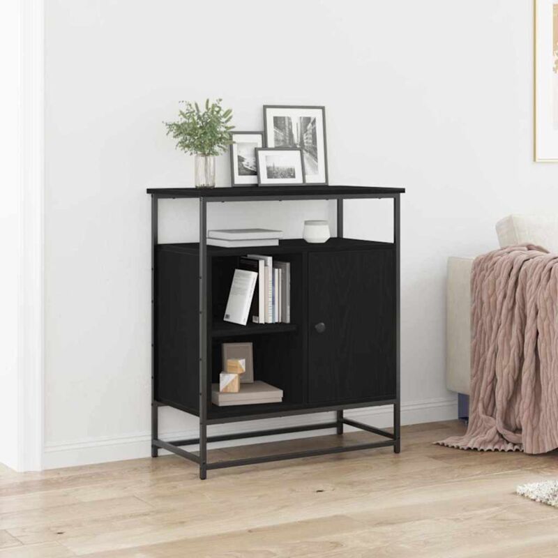 Sideboard Schwarz Eiche 69x35x80 Cm Schichtholz Und Stahl - Vidaxl