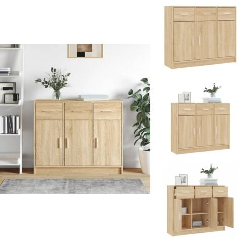 Sideboard Sonoma-Eiche 91x28x75 cm Holzwerkstoff - Schreibtisch - Wohnzimmermöbel - Sideboard - Eichefarben - Holzmöbel