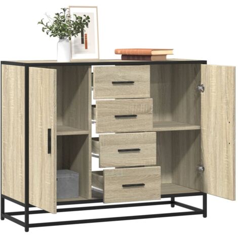 Sideboard Sonoma Oak 92x35x76 cm Engineered Wood vidaXL
